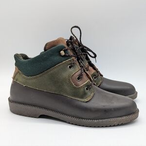 Vintage Great Canadian Outback brown green ankle field boot 8